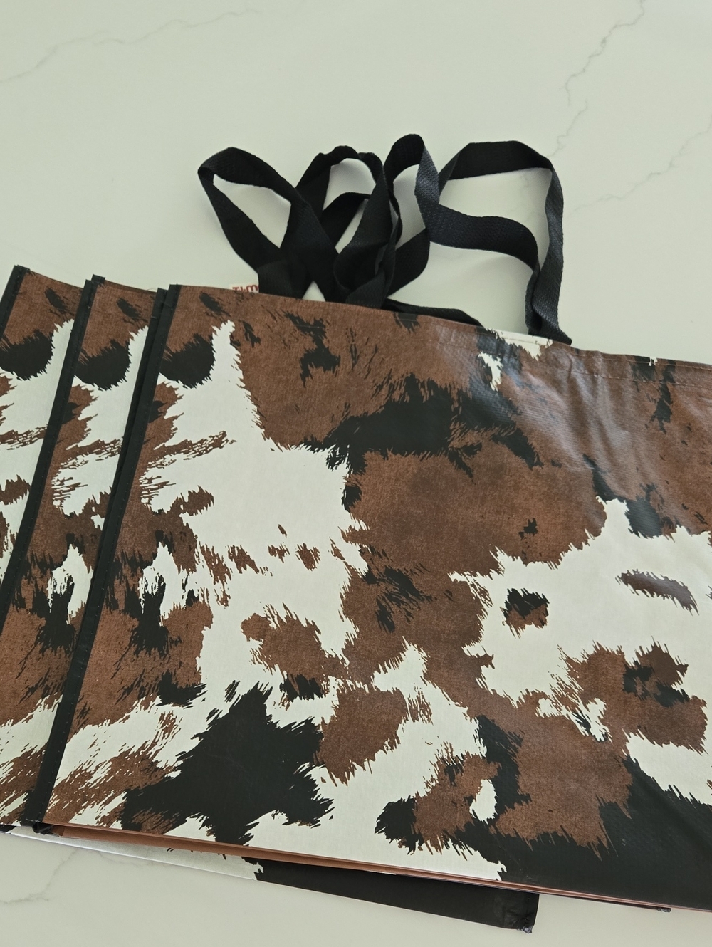 Cow Print Tote Homegoods TJMaxx Marshalls Reuseable Bags Set of 3 NWOT